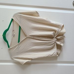 Pink Republic tan short sleeve ties in the front Xsmall